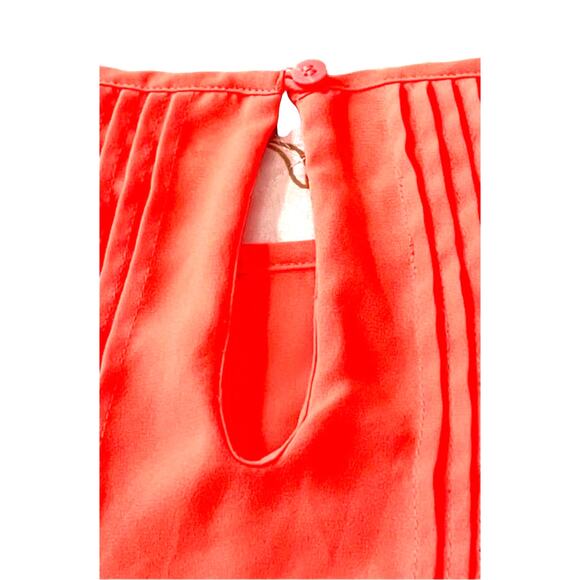 DECREE CAP SLV PULL-OVER TUNIC BLOUSE, WOMENS, XS, ORANGE/PEACH, HIGH-LOW - Picture 6 of 11